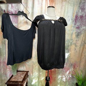 📌Candy Rain Two Black Tops, one Cap Sleeves one with short Sleeves